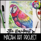Tropical Rainforest Art Lesson, Macaw Watercolor Painting 