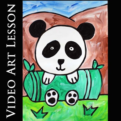 Directed Drawing Video Art Lesson Draw & Paint a Panda Bear Remote Learning