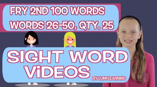Preview of Fry 2nd 100, Sight Word Videos #26-50: Teach Spelling, Meaning, Usage, & More