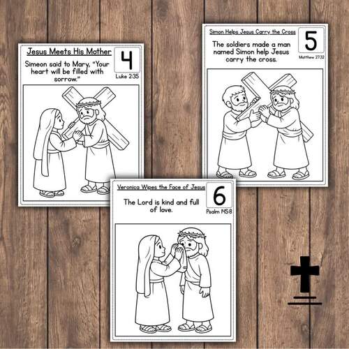 Stations of the Cross Bible Coloring Pages and Activity for kids