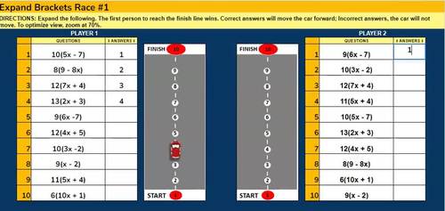 Expand Brackets Two-Player Race Car Game by Abaco Education Zone