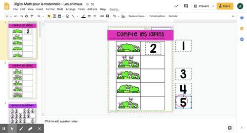 Digital FRENCH Animal Math Worksheets for Google Classroom ...