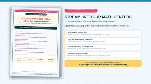 1st Grade Math Centers Task Cards Activities Write the Room YEARLONG Bundle