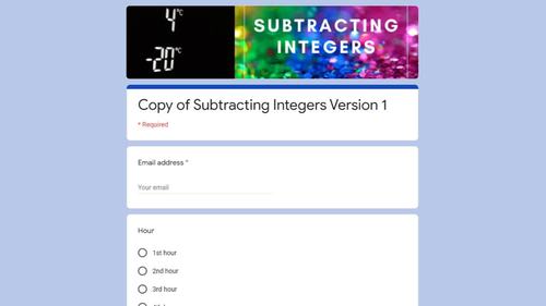 Subtracting Integers & Subtracting Rational Numbers Digital Quiz for Google Form