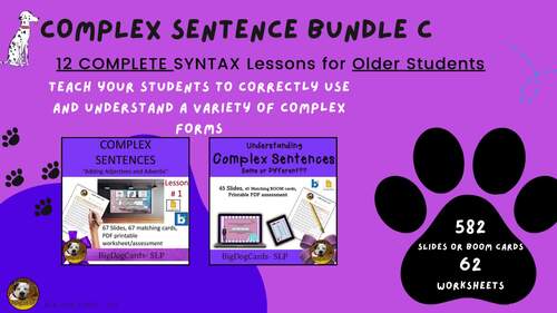 Complex Sentences Bundle C by BigDogCards-SLP | TPT