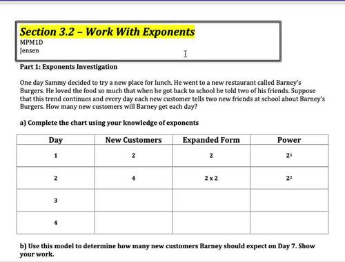 Preview of Working with exponents