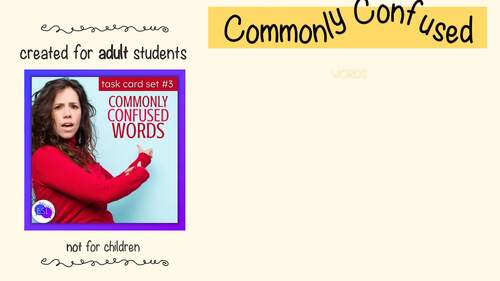 Commonly Confused Words task cards III + self-checking EASEL activity