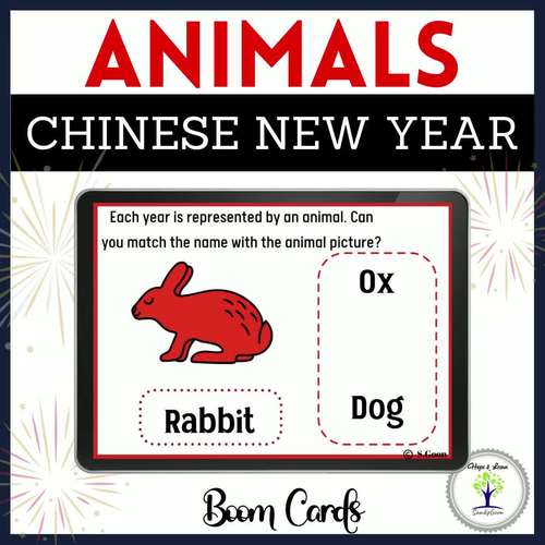 Chinese New Year Animals Name Matching Activity for Kids | Boom Cards