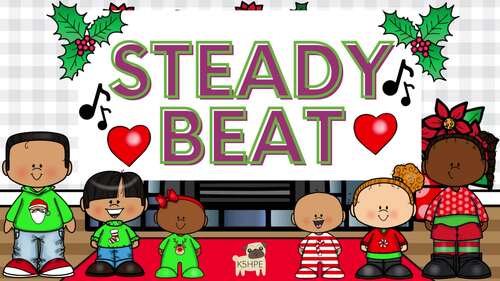 Preview of Rhythm Play Along Christmas Kids, Music Flash Cards, Steady Beat Percussion