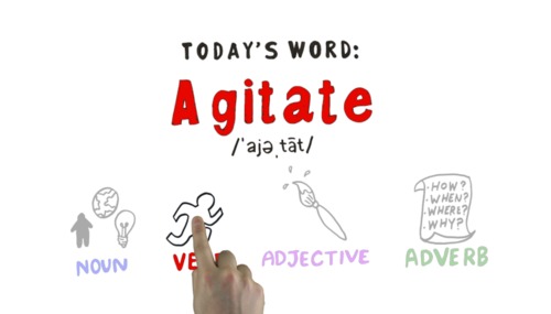 Preview of Word of the Week Vocabulary: AGITATE: Video + Online Quiz + Activities