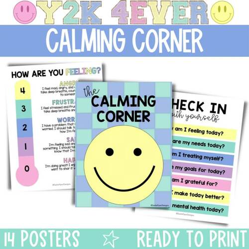 Retro Calming Corner Posters / Calm Down Corner / Y2K Nostalgic Decor