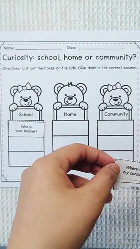 Curiosity: School, Home, or Community? – Cut and Paste Sorting Activity