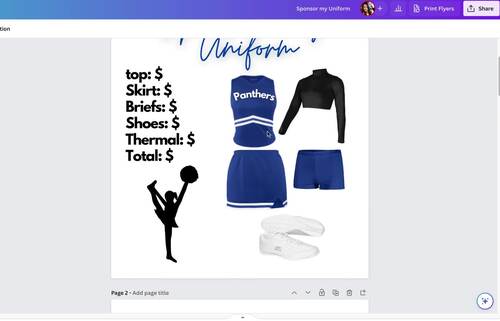 Cheerleader store uniform template