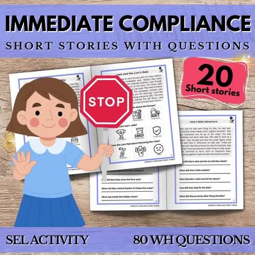 Immediate Compliance Short Stories W/ Question Worksheet listen follow ...