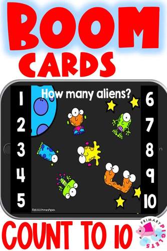 COUNTING TO 10 MATH BOOM CARDS - OUTER SPACE by Primary Piglets | TPT