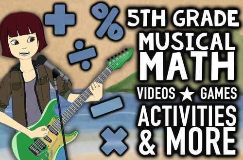 Preview of Musical 5th Grade Common Core & TEKS Math Review Program with Animations