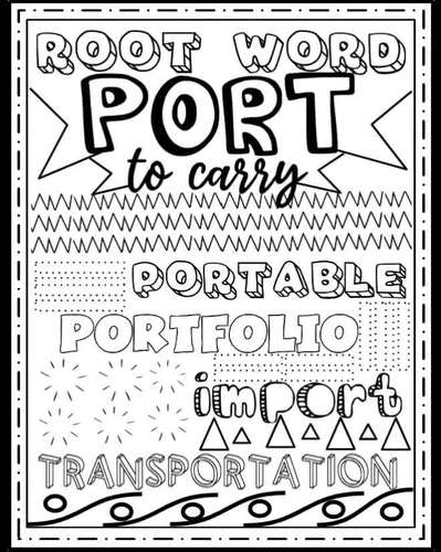 Word Parts Prefix Root Suffix Coloring Doodle Pages - Review and Early ...