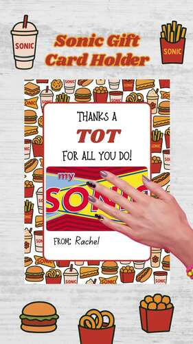 Sonic Gift Card Holder, Sonic Gift Card, Teacher Gift Card, Teacher  Appreciation