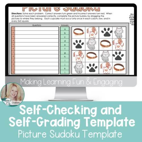 Editable Customizable Self-Checking Template Digital Activity Picture ...