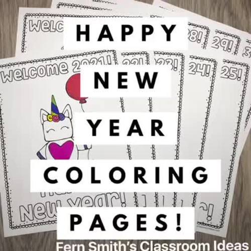 New Years 2025 Coloring Pages by Fern Smith's Classroom Ideas TPT