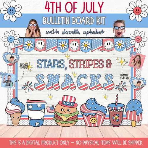 4th of July Bulletin Board Kit | Groovy Retro Patriotic Door Decor