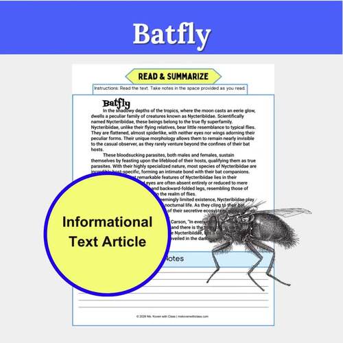 Batfly Animal Study | Student-Paced Science & Literacy Lesson w/ Choice ...