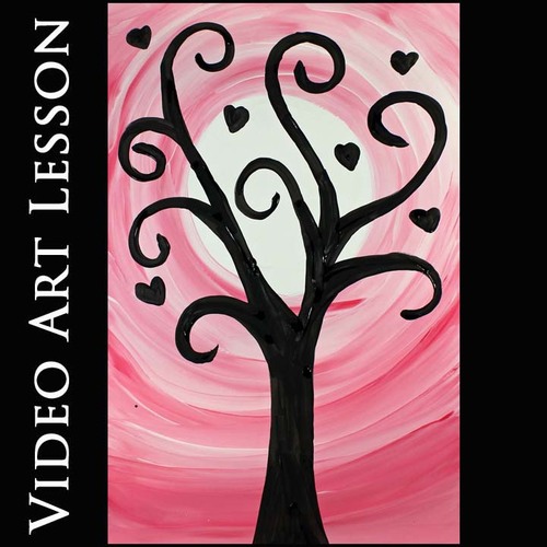 Preview of HEART TREE Video Art Project | EASY MOTHER'S DAY Drawing & Painting Activity