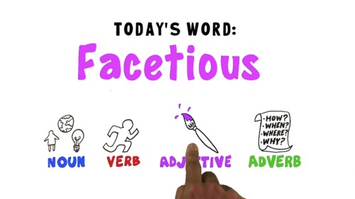 Preview of FREE Word of the Week Vocabulary: FACETIOUS: Animation Video + Quiz + Activities