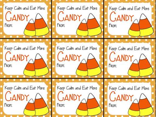 Printable Cute Halloween Gift Tag (Keep Calm and Eat More Candy)
