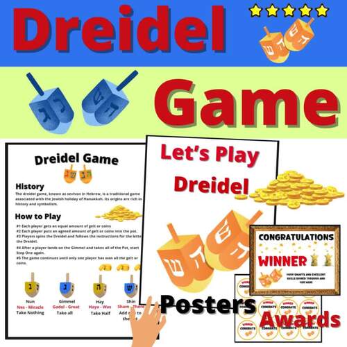 Dreidel Game Directions Hanukkah Resources with Flyer, Scoresheets, Awards