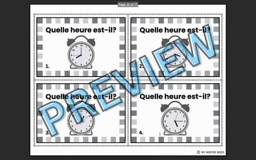 French Telling Time Task Cards | L’heure | Cartes à tâches NO PREP Activity