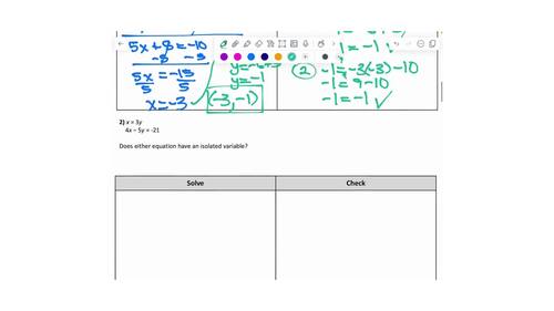 Solving Systems of Equations with Substitution Guided Notes, Worksheet ...