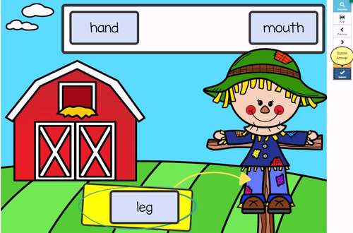 Boom Cards™ I Can Label a Scarecrow by Kindergarten Kristy | TPT