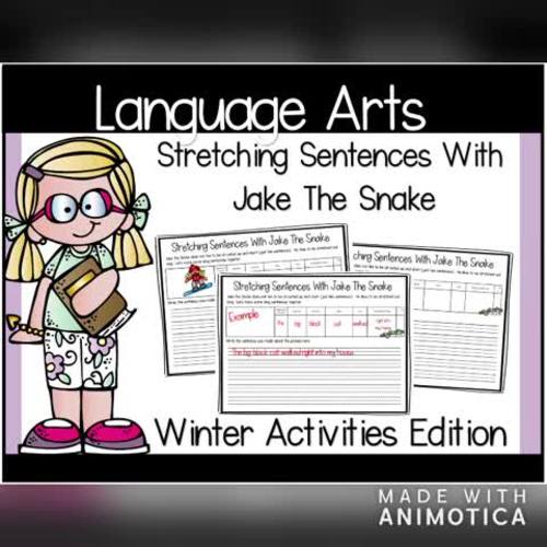 sentence-writing-worksheets-with-jake-the-snake-for-winter-by-kelli-c