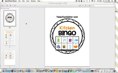 Kitchen Bingo by The Autism Helper | TPT