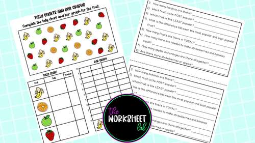 Data Handling/Statistics: Tally Charts and Bar Graphs Color Worksheets