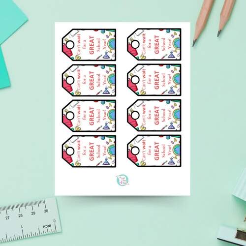 Back to School Gift Tags, Cant Wait for a Great School Year, Back to School