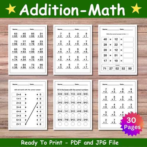 Addition Math Fact Fluency Worksheets , Printable Math Practice Pages