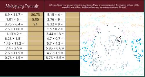 Multiplying Decimals Christmas Math Pixel Art Winter Mystery Picture ...