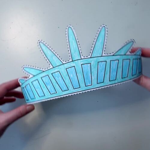 Statue of Liberty Paper Crown Printable 4th of July Coloring Craft Activity
