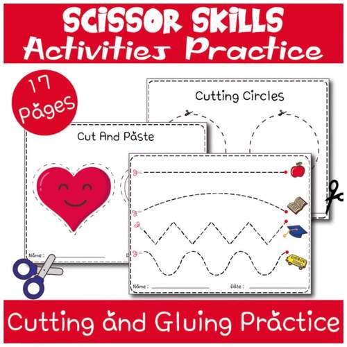 Scissor Skills Activities Cutting and Gluing Practice Worksheets