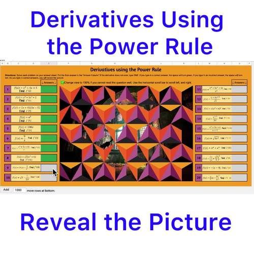 Derivatives Using the Power Rule | Google Sheets Picture Reveal by ...