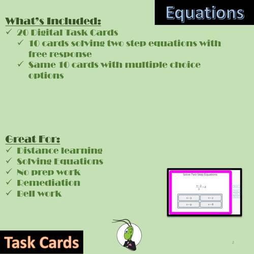 Solving Two Step Equations Boom Digital Task Cards