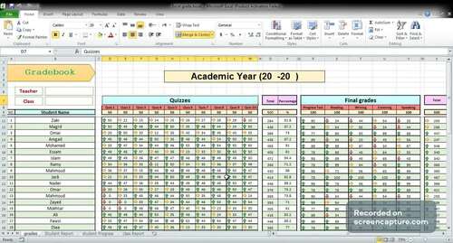 Excel Gradebook Template Automated Student Progress Tracker Automatic