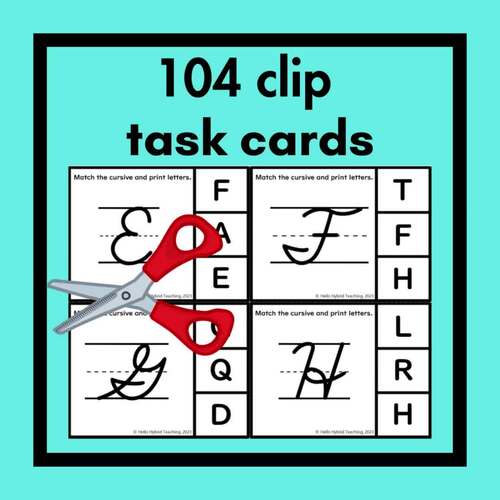 Ontario Cursive Writing Clip Task Card Bundle by Hello Hybrid Teaching
