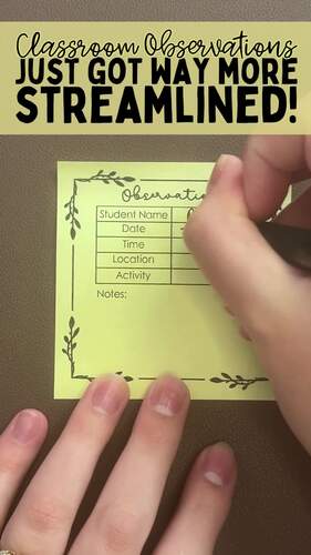 Classroom Observation Notes Printable Sticky Note Template Special ...