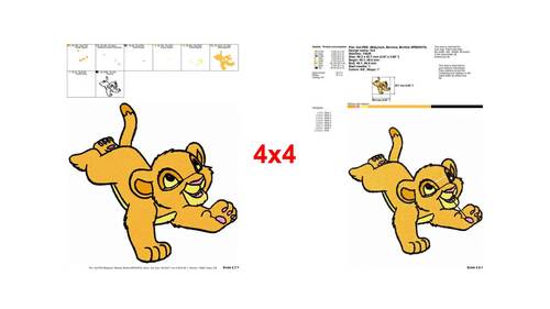 Cute Simba lion cub playful pouncing embroidery designs for kids ...