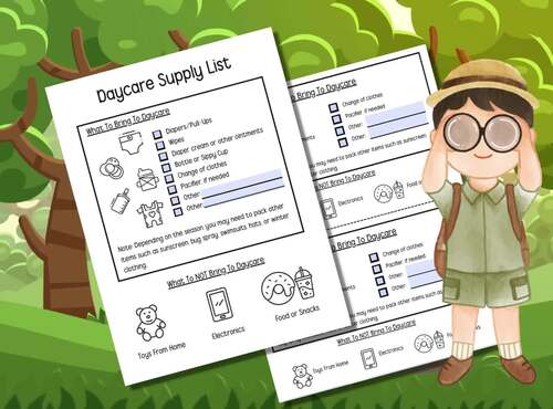 Daycare Supplies Checklist for Parents | Childcare Supplies Checklist ...