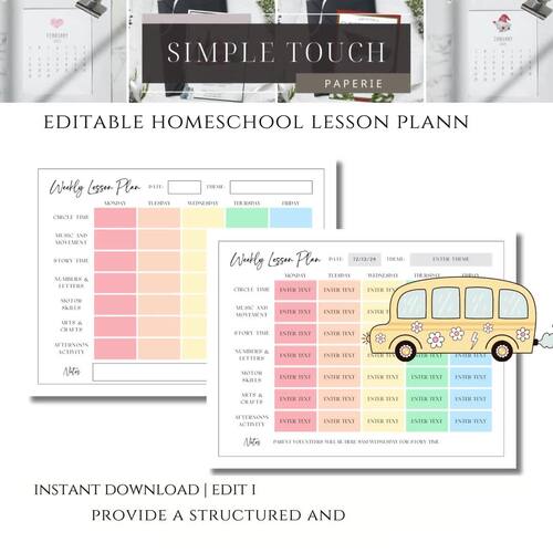 Editable Weekly Lesson Plan Schedule