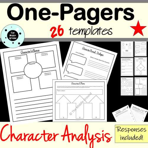 Character Analysis One-Pagers - Handouts - Characterization - Any Text